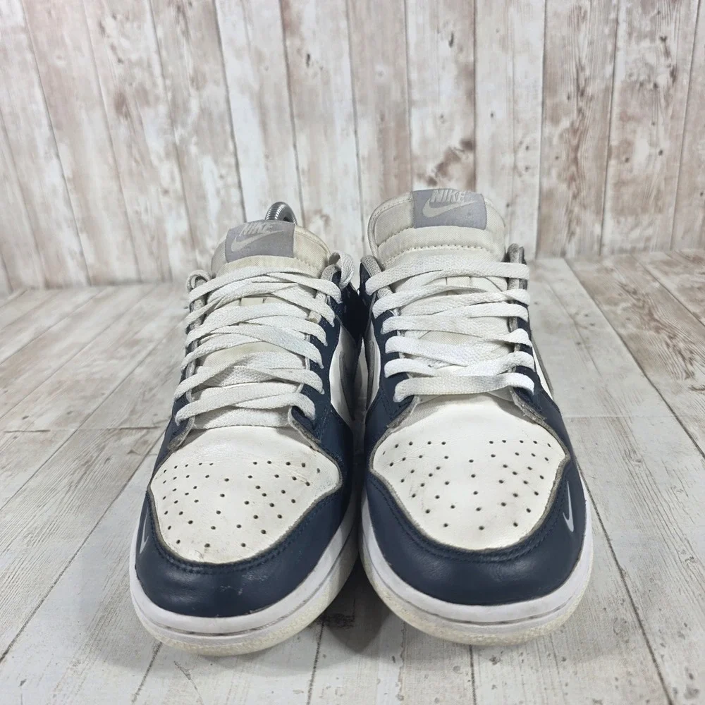 Nike Dunk Low Navy Grey White Leather Sneakers‎ HV2390-100 Mens 7